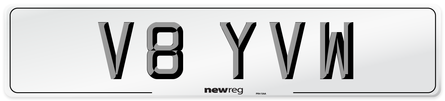 V8 YVW Number Plate from New Reg